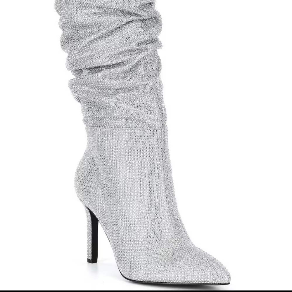 Gianni Bini x Nastia Liukin Kiki Rhinestone Slouchy Pointed Toe Dress Boots 9M